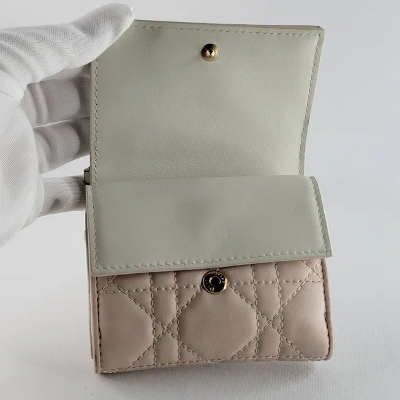 CHRISTIAN DIOR Cannage Lotus Leather Trifold Wallet - Picture 6 of 11